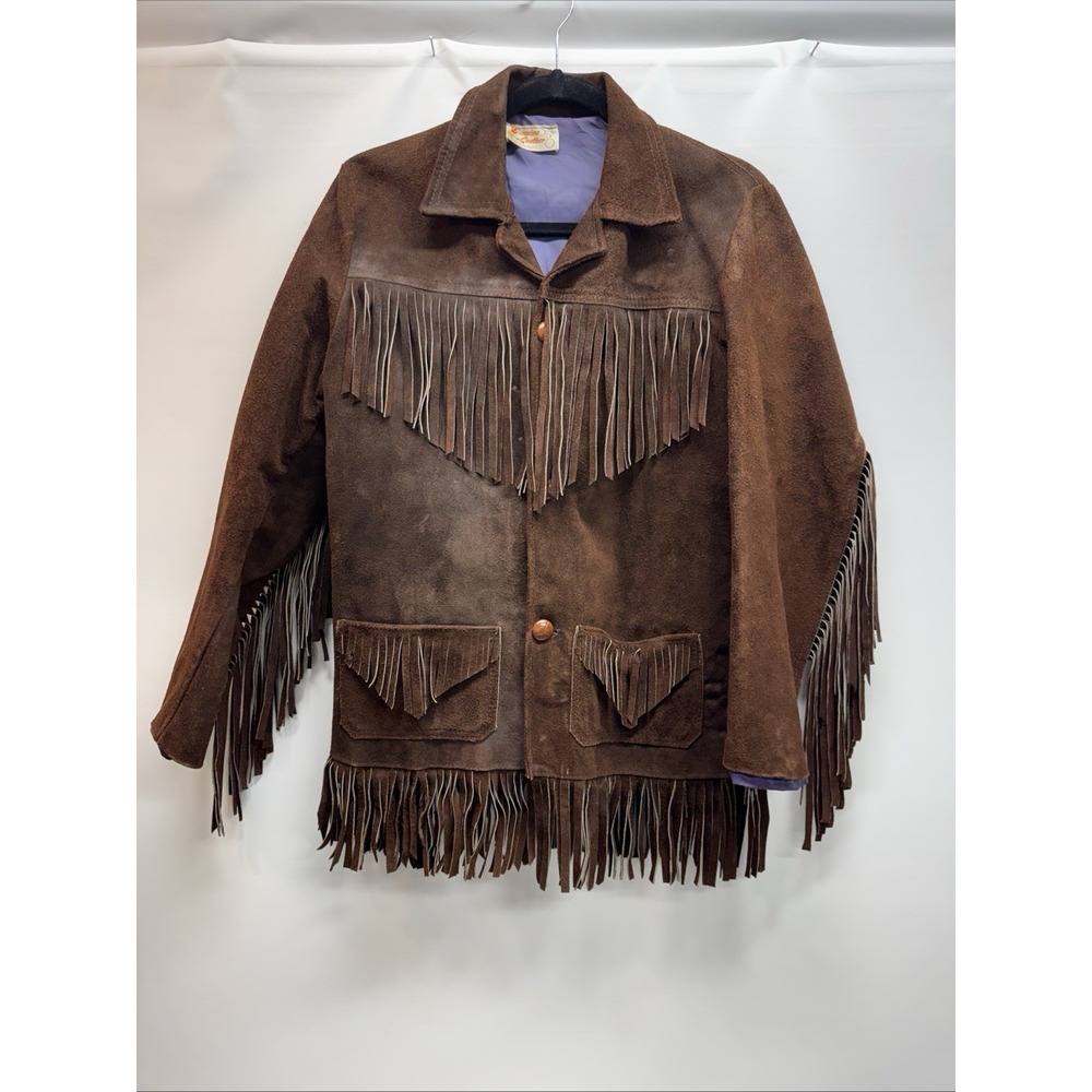 70's VtG Genuine Leather Suede Jacket Fringe Women's Sz S Brown Mexico Western